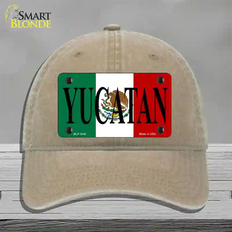 Yucatan Novelty License Plate Hat Unconstructed Cotton / Khaki