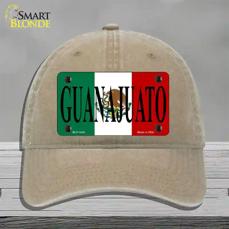 Guanajuato Mexico Flag Novelty License Plate Hat Unconstructed Cotton / Khaki