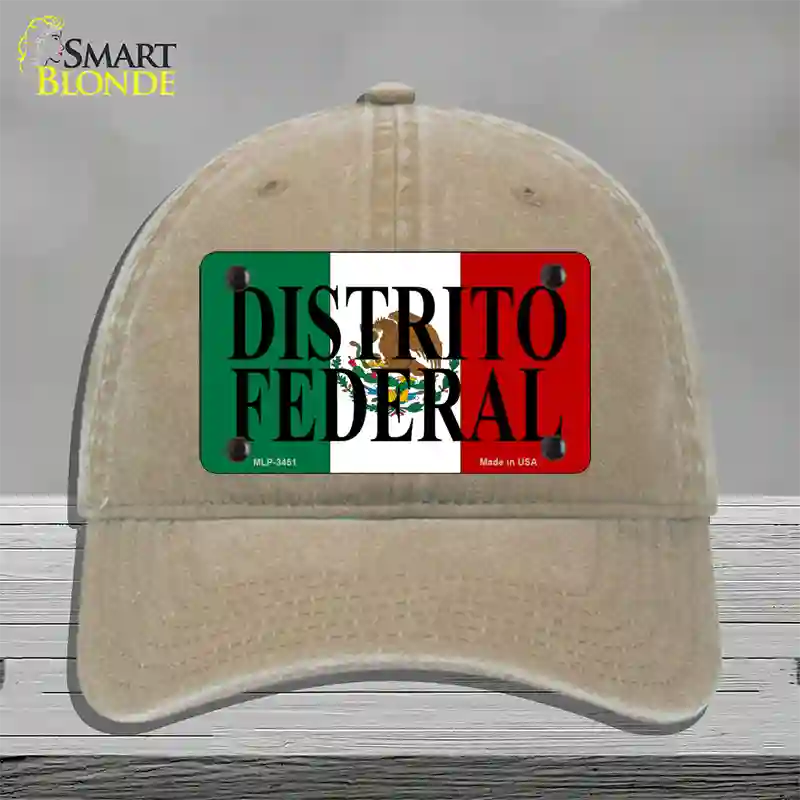 Distrito Federal Mexico Flag Novelty License Plate Hat Unconstructed Cotton / Khaki