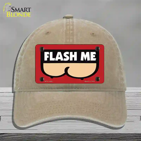 Flash Me Novelty License Plate Hat Unconstructed Cotton / Khaki