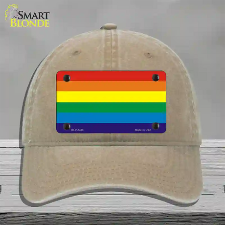 Rainbow Flag Novelty License Plate Hat Unconstructed Cotton / Khaki