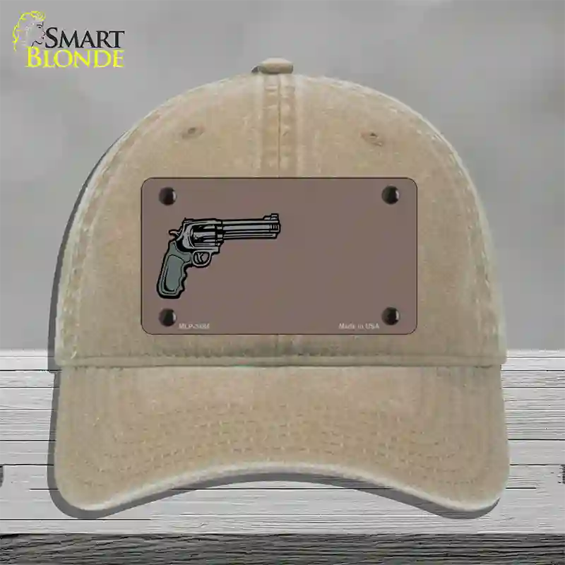 Gun Offset Customizable Novelty License Plate Hat Unconstructed Cotton / Khaki