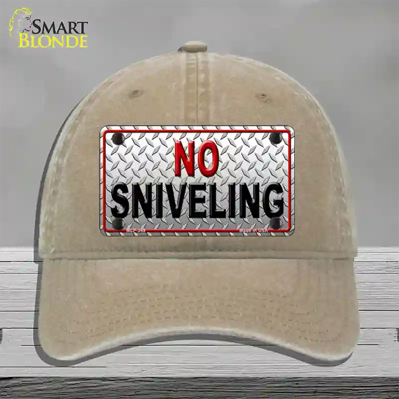 No Sniveling Novelty License Plate Hat Unconstructed Cotton / Khaki