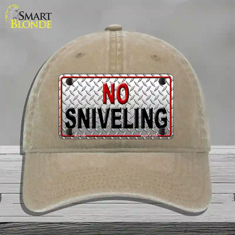 No Sniveling Novelty License Plate Hat Unconstructed Cotton / Khaki