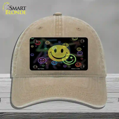 Smiley Novelty License Plate Hat Unconstructed Cotton / Khaki