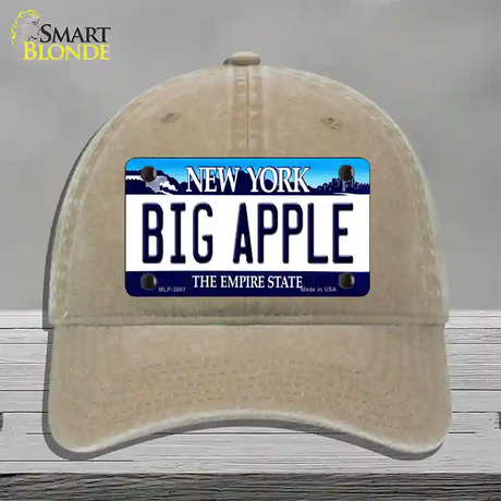 Big Apple New York Novelty License Plate Hat Unconstructed Cotton / Khaki