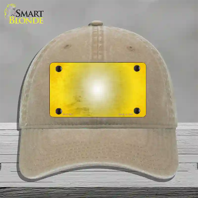 Yellow White Fade Scratched Novelty License Plate Hat Unconstructed Cotton / Khaki