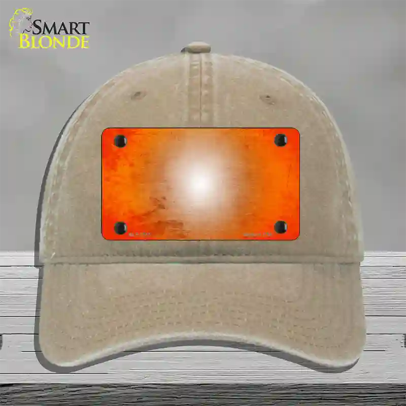 Orange White Fade Scratched Novelty License Plate Hat Unconstructed Cotton / Khaki