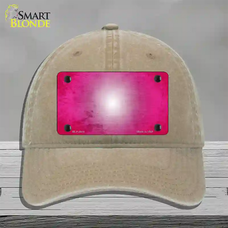 Pink White Fade Scratched Novelty License Plate Hat Unconstructed Cotton / Khaki