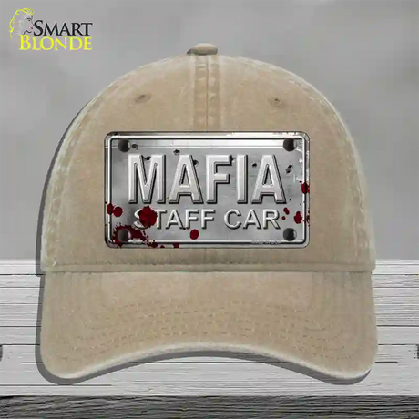 Mafia Staff Car Novelty License Plate Hat Unconstructed Cotton / Khaki