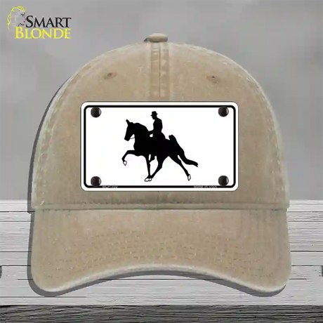 Horse With Rider Novelty License Plate Hat Unconstructed Cotton / Khaki