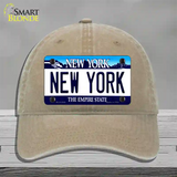 New York State Novelty License Plate Hat Unconstructed Cotton / Khaki