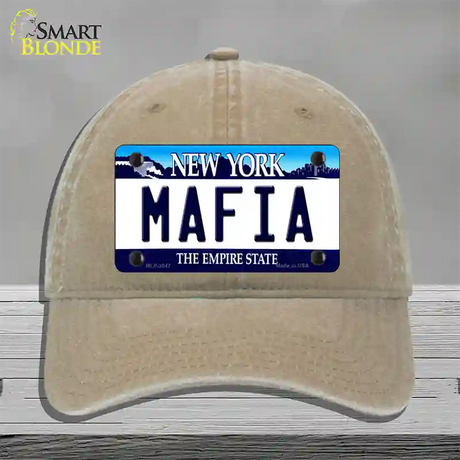 Mafia New York Novelty License Plate Hat Unconstructed Cotton / Khaki