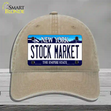 Stock Market New York Novelty License Plate Hat Unconstructed Cotton / Khaki