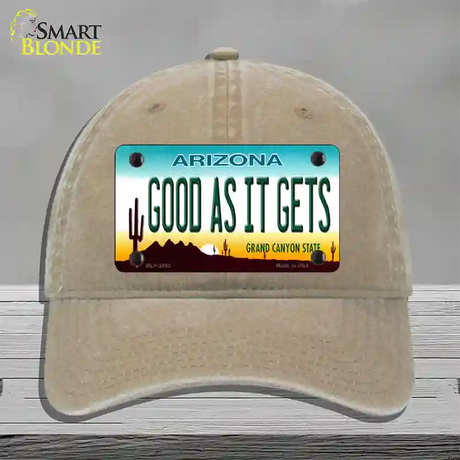 Good As It Gets Arizona Novelty License Plate Hat Unconstructed Cotton / Khaki