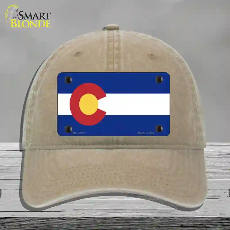 Colorado State Flag Novelty License Plate Hat Unconstructed Cotton / Khaki