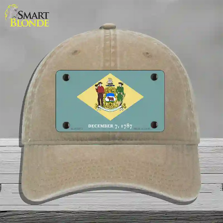 Delaware State Flag Novelty License Plate Hat Unconstructed Cotton / Khaki