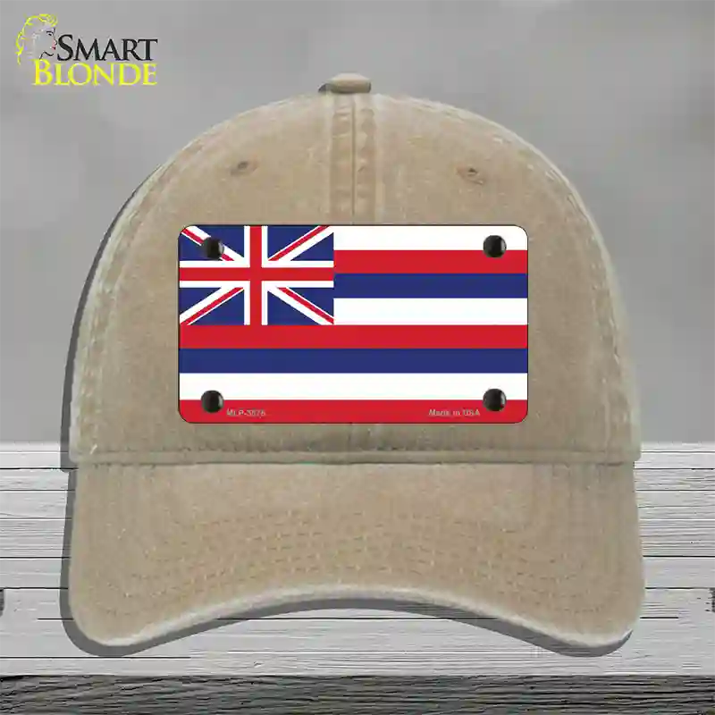 Hawaii Flag State Flag Novelty License Plate Hat Unconstructed Cotton / Khaki