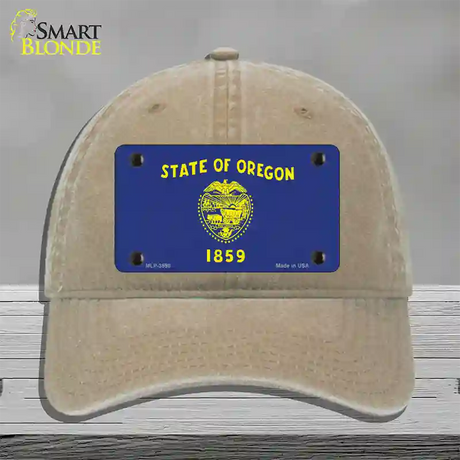 Oregon State Flag Novelty License Plate Hat Unconstructed Cotton / Khaki