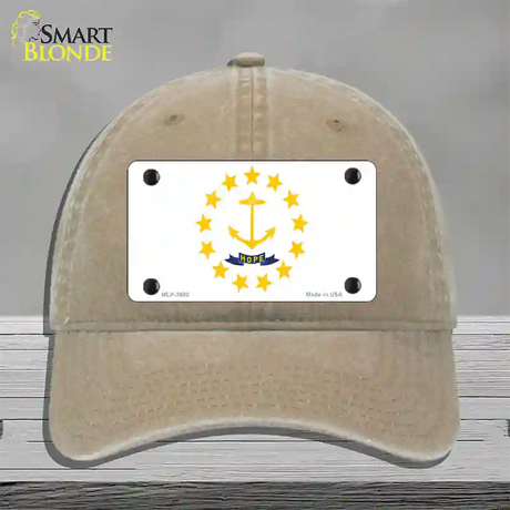 Rhode Island State Flag Novelty License Plate Hat Unconstructed Cotton / Khaki