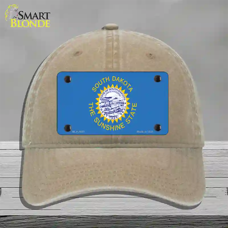 South Dakota State Flag Novelty License Plate Hat Unconstructed Cotton / Khaki