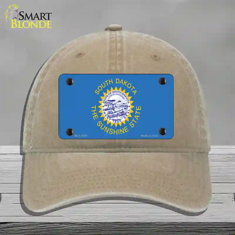 South Dakota State Flag Novelty License Plate Hat Unconstructed Cotton / Khaki