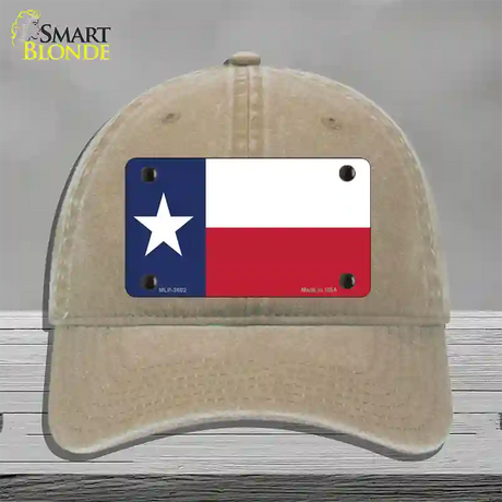 Texas State Flag Novelty License Plate Hat Unconstructed Cotton / Khaki