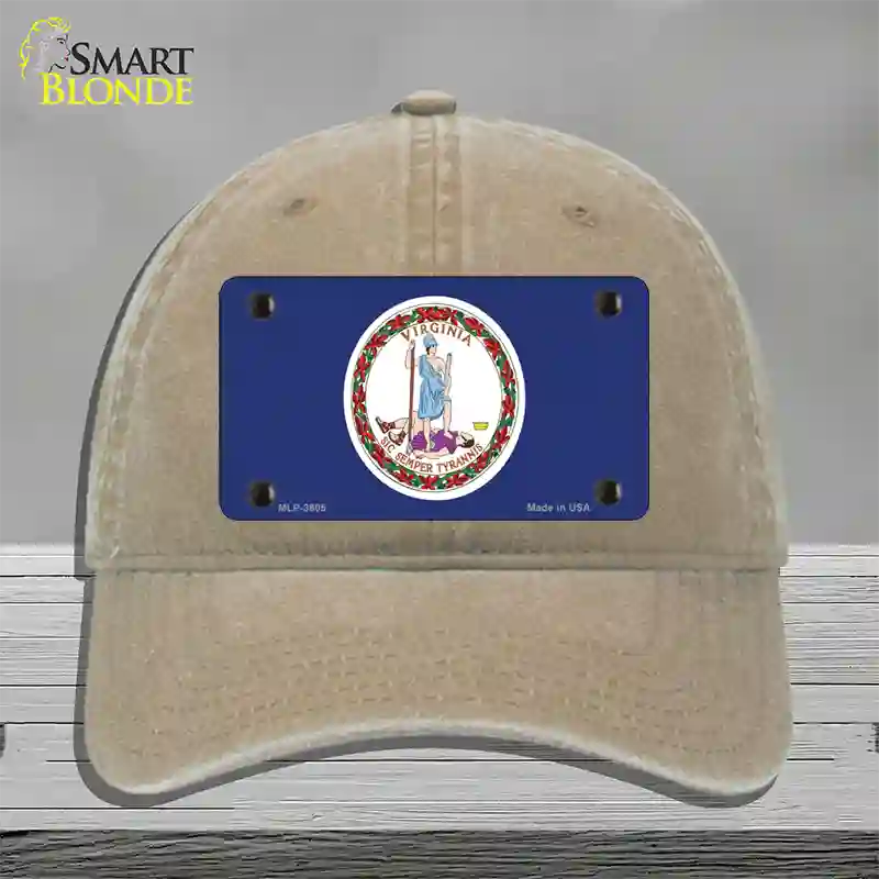 Virginia State Flag Novelty License Plate Hat Unconstructed Cotton / Khaki