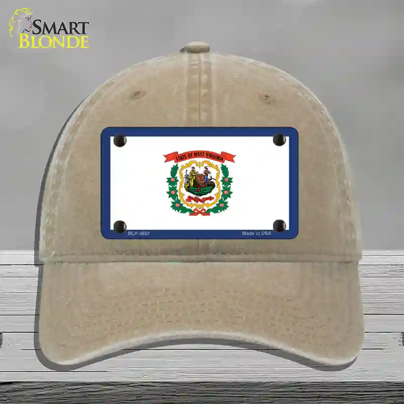 West Virginia State Flag Novelty License Plate Hat Unconstructed Cotton / Khaki