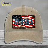 Alaska USA Novelty License Plate Hat Unconstructed Cotton / Khaki