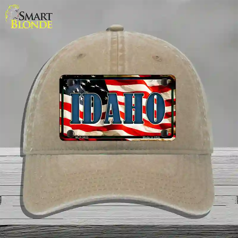 Idaho USA Novelty License Plate Hat Unconstructed Cotton / Khaki