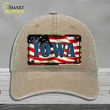 Iowa USA Novelty License Plate Hat Unconstructed Cotton / Khaki