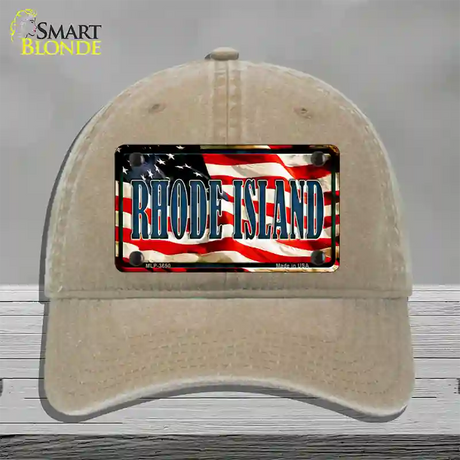 Rhode Island USA Novelty License Plate Hat Unconstructed Cotton / Khaki