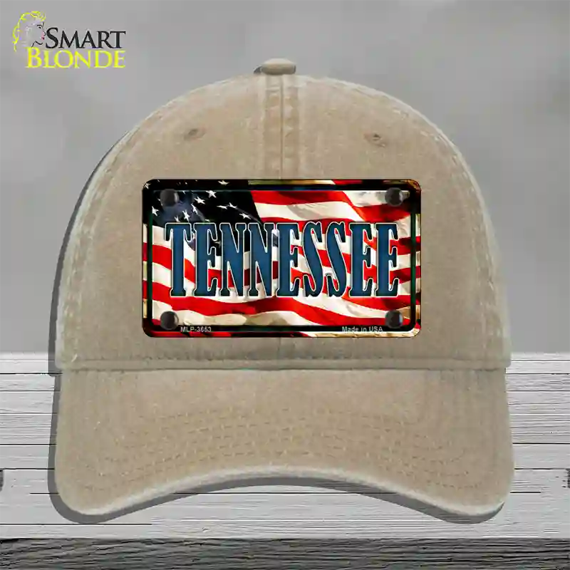 Tennessee USA Novelty License Plate Hat Unconstructed Cotton / Khaki