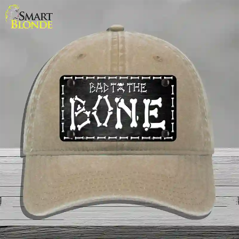 Bad To The Bone Skull Novelty License Plate Hat Unconstructed Cotton / Khaki