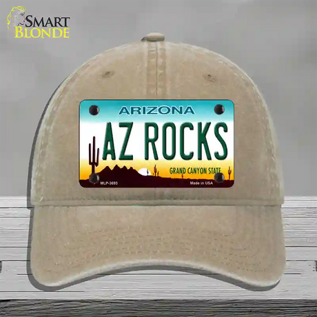Az Rocks Novelty License Plate Hat Unconstructed Cotton / Khaki