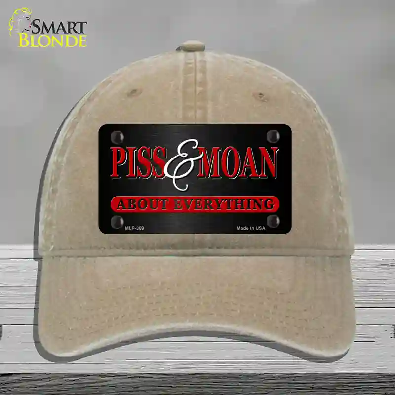 Piss & Moan Novelty License Plate Hat Unconstructed Cotton / Khaki