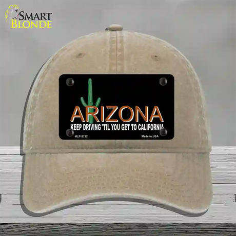 Arizona Keep Driving Novelty License Plate Hat Unconstructed Cotton / Khaki