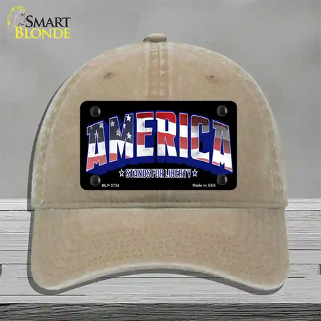 America Novelty License Plate Hat Unconstructed Cotton / Khaki