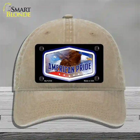 American Pride Novelty License Plate Hat Unconstructed Cotton / Khaki