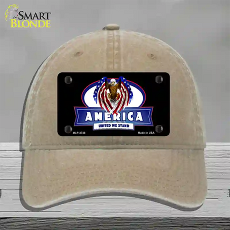 America United Novelty License Plate Hat Unconstructed Cotton / Khaki