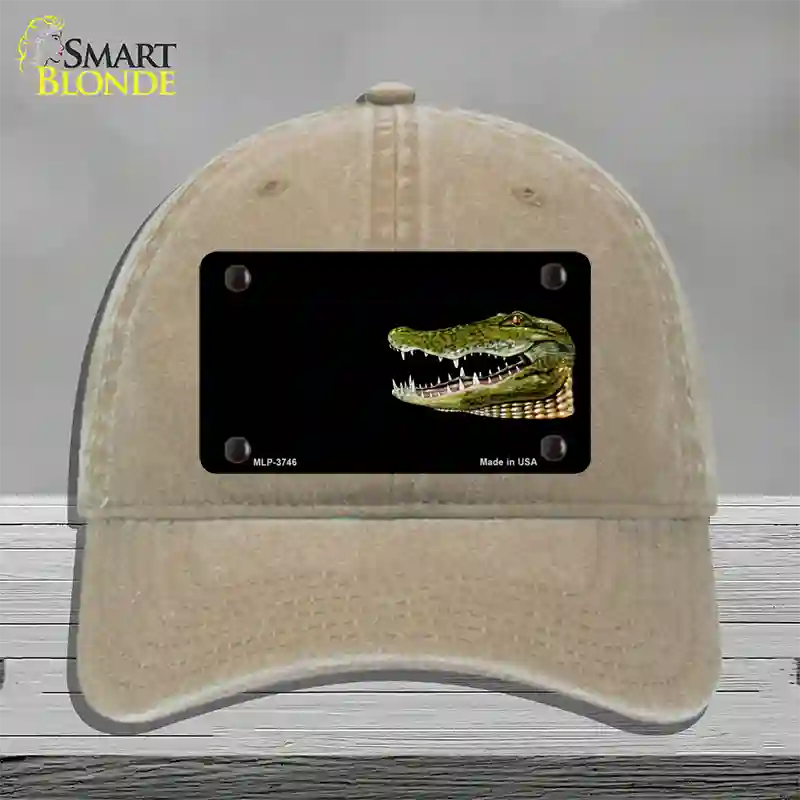 Gator Offset Novelty License Plate Hat Unconstructed Cotton / Khaki