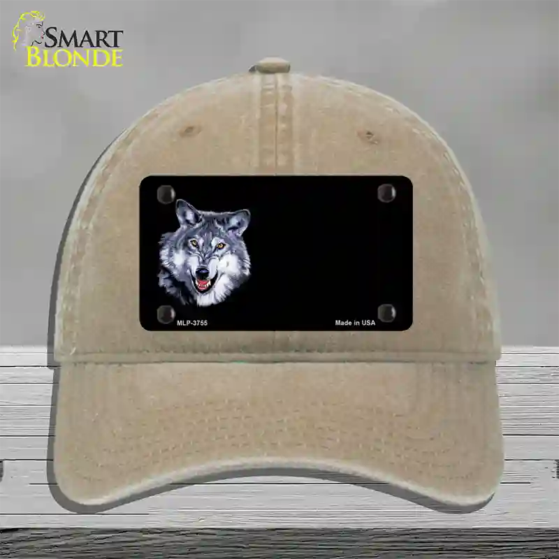 Wolf Offset Novelty License Plate Hat Unconstructed Cotton / Khaki