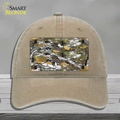 Real Leaf Camouflage Novelty License Plate Hat Unconstructed Cotton / Khaki