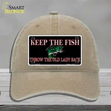 Keep the Fish Novelty License Plate Hat Unconstructed Cotton / Khaki