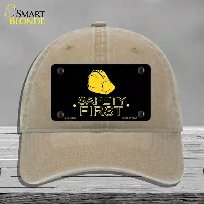 Safety First Novelty License Plate Hat Unconstructed Cotton / Khaki