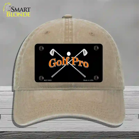 Golf Pro Novelty License Plate Hat Unconstructed Cotton / Khaki