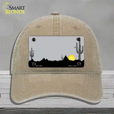 Southwest Cactus Sunrise Gray Novelty License Plate Hat Unconstructed Cotton / Khaki