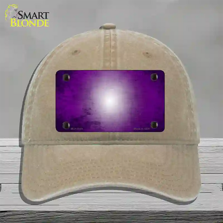 Purple White Fade Scratched Novelty License Plate Hat Unconstructed Cotton / Khaki