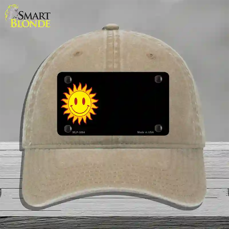 Sun Smiley Offset Novelty License Plate Hat Unconstructed Cotton / Khaki